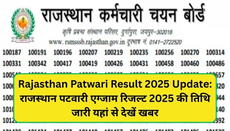 Rajasthan Patwari Result 2025 Update